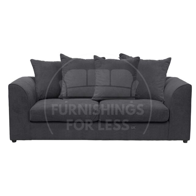 Furnishings For Less UK Casper Chenille 3 Seater Sofa Scatter Back Curved Arm in Black - image 1