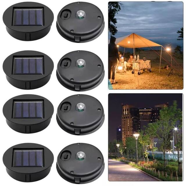 VOGREX 4PCS Solar Lights Replacement Top with LED Bulbs in Black - image 1