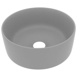 Berkfield Home Luxury Wash Basin Round Matt Light Grey 40x15 cm Ceramic - thumbnail 2