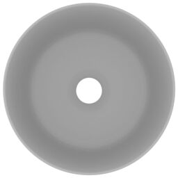 Berkfield Home Luxury Wash Basin Round Matt Light Grey 40x15 cm Ceramic - thumbnail 3