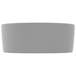 Berkfield Home Luxury Wash Basin Round Matt Light Grey 40x15 cm Ceramic - thumbnail 4