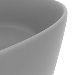 Berkfield Home Luxury Wash Basin Round Matt Light Grey 40x15 cm Ceramic - thumbnail 5