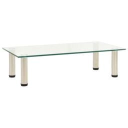 Berkfield Home TV Stand Transparent 60x35x17 cm Tempered Glass in Clear - Size: 60 x 35 x 17 cm - thumbnail 1