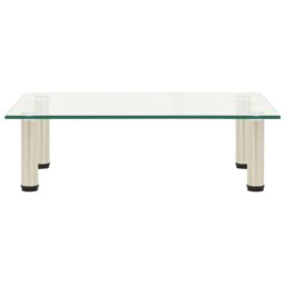 Berkfield Home TV Stand Transparent 60x35x17 cm Tempered Glass in Clear - Size: 60 x 35 x 17 cm - thumbnail 2