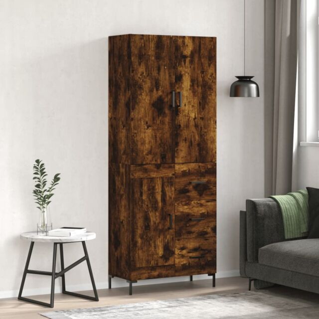 Berkfield Home Highboard Smoked Oak 69.5x34x180 cm Engineered Wood in Brown - image 1