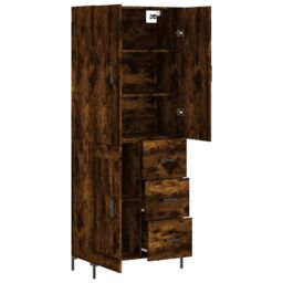 Berkfield Home Highboard Smoked Oak 69.5x34x180 cm Engineered Wood in Brown - thumbnail 4
