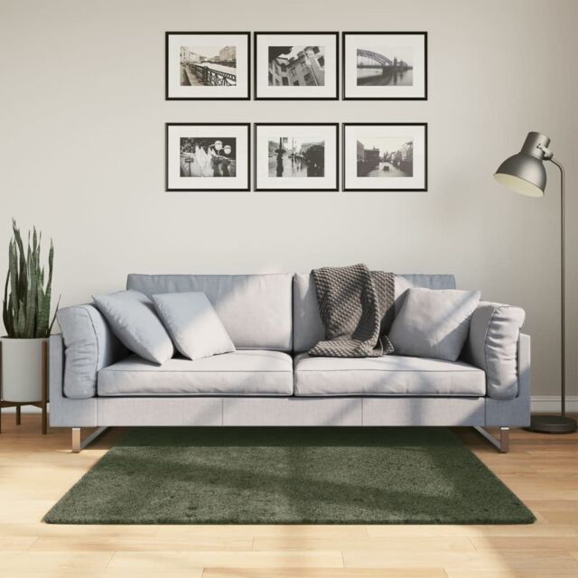 Berkfield Home Rug HUARTE Short Pile Soft & Washable Forest Green 120x120 cm - Size: Medium - image 1