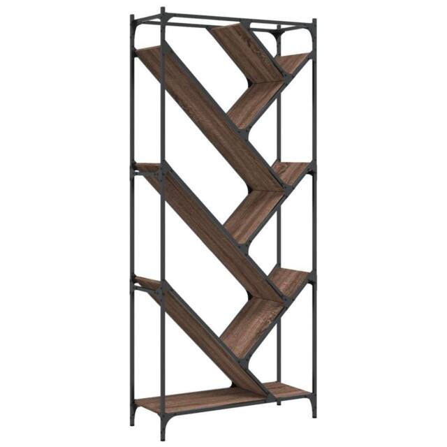 Berkfield Home Bookcase Brown Oak 79x30x180 cm Engineered Wood & Metal - Size: 79 x 30 x 180 cm - image 1