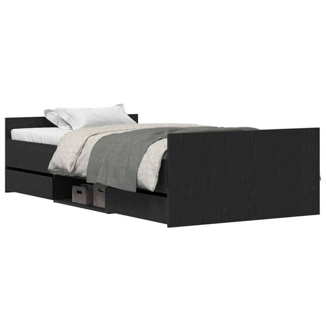 Berkfield Home Modern Bed Frame without Mattress Black Oak 90x200 cm Engineered Wood - image 1