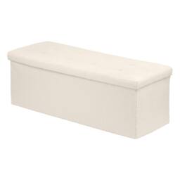 Harbour Housewares Large Foldable Storage Ottoman Bench Boucle Finish - 111 x 37 x 39cm in Cream - Size: 111 x 37 x 39 cm