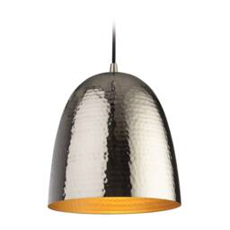 Netlighting Assam 1 Light Dome Ceiling Pendant Nickel Matt Brass Inside E27 in Grey