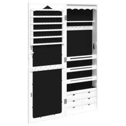 Berkfield Home Mirror Jewellery Cabinet Wall Mounted White 37.5x10x106 cm - thumbnail 5