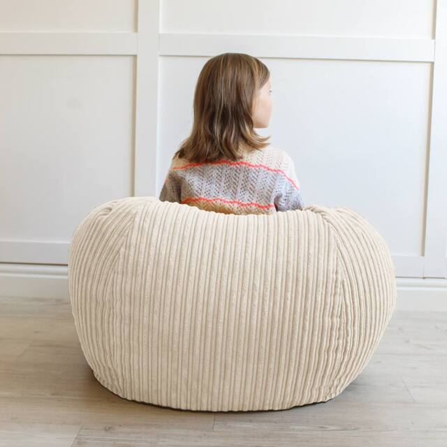 rucomfy Beanbags rucomfy Indoor Classic Kids Bean Bag Chair - Jumbo Cord Slouchbag in Ivory - image 1