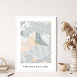 ARTZE William Morris Wreath in Green & Peach Art Print / White Frame / SIZE: A2 - Size: A4 - thumbnail 1