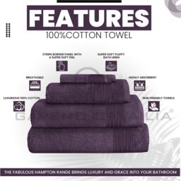 GAVENO CAVAILIA 4 Pack Hampton Towel in Purple - Size: Bath Sheet - thumbnail 2