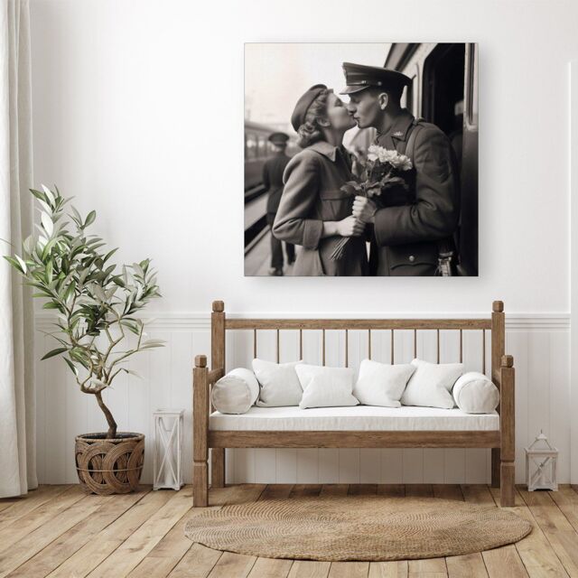 "Warren Reed - Designer A Kiss Goodbye Canvas in Black - Size: W30"" x H30""" - image 1