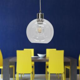 First Choice Lighting Set of 2 Barnum - Clear Glass Globe with Chrome Pendant Fittings - thumbnail 4