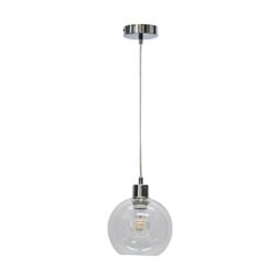 First Choice Lighting Set of 2 Barnum - Clear Glass Globe with Chrome Pendant Fittings - thumbnail 2