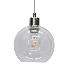 First Choice Lighting Set of 2 Barnum - Clear Glass Globe with Chrome Pendant Fittings - thumbnail 3