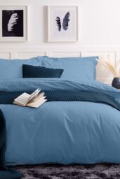 Belledorm Easy Care 200 Thread Count Cotton Polyester Percale Duvet Cover in Bright Blue - Size: Single