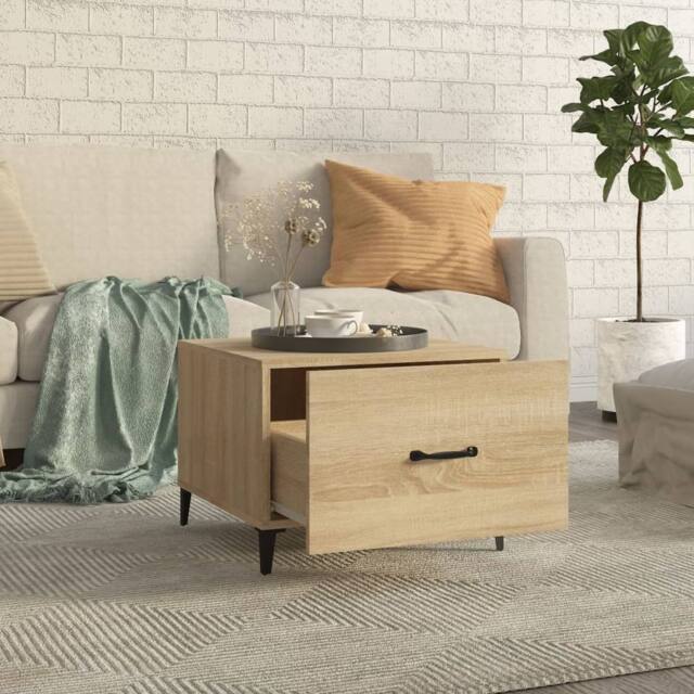 Berkfield Home Decorative Coffee Table with Metal Legs 2 pcs Sonoma Oak 50x50x40 cm in Light Oak - Size: 50 x 50 x 40 cm - image 1