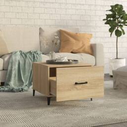 Berkfield Home Decorative Coffee Table with Metal Legs 2 pcs Sonoma Oak 50x50x40 cm in Light Oak - Size: 50 x 50 x 40 cm - thumbnail 1