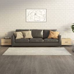 Berkfield Home Decorative Coffee Table with Metal Legs 2 pcs Sonoma Oak 50x50x40 cm in Light Oak - Size: 50 x 50 x 40 cm - thumbnail 2
