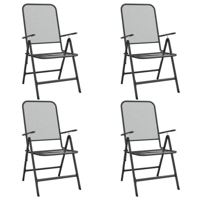 Berkfield Home Folding Garden Chairs 4 pcs Expanded Metal Mesh Anthracite in Black - image 1