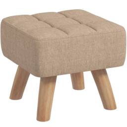 VOGREX Modern Fabric Footstool with Rubber Wood Legs, Brown - thumbnail 1