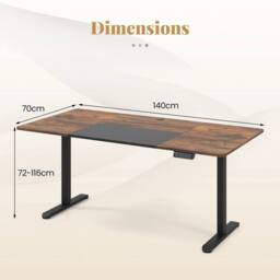 Kelvenix Electric Standing Desk 140 x 70 cm in Brown - Size: 0.6m2 - thumbnail 2