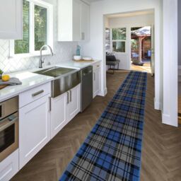 runrug Hallway Carpet Runner Rug - Soft & Comfy, 9mm - 'Tartan' in Blue - Size: 60 cm x 420 cm - thumbnail 4