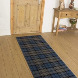 runrug Hallway Carpet Runner Rug - Soft & Comfy, 9mm - 'Tartan' in Blue - Size: 60 cm x 420 cm - thumbnail 5
