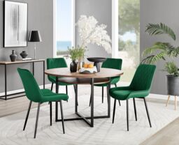 FurnitureboxUK Adley Brown Wood Storage Dining Table & 4 Pesaro Black Leg Chairs in Green - thumbnail 1