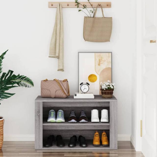 Berkfield Home Shoe Rack Grey Sonoma 75x35x45 cm Engineered Wood - Size: 75 x 35 x 45 cm - image 1
