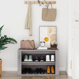 Berkfield Home Shoe Rack Grey Sonoma 75x35x45 cm Engineered Wood - Size: 75 x 35 x 45 cm - thumbnail 1