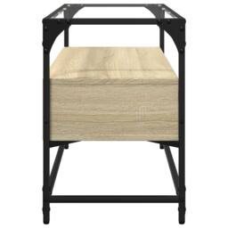 Berkfield Home TV Cabinet with Glass Top Sonoma Oak 80x35x51 cm Engineered Wood in Brown - Size: 80 x 35 x 51 cm - thumbnail 5