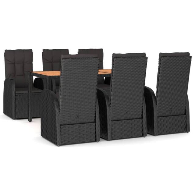 Berkfield Home 7 Piece Garden Dining Set Black Poly Rattan&Solid Wood Acacia - image 1