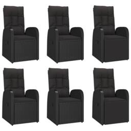 Berkfield Home 7 Piece Garden Dining Set Black Poly Rattan&Solid Wood Acacia - thumbnail 4