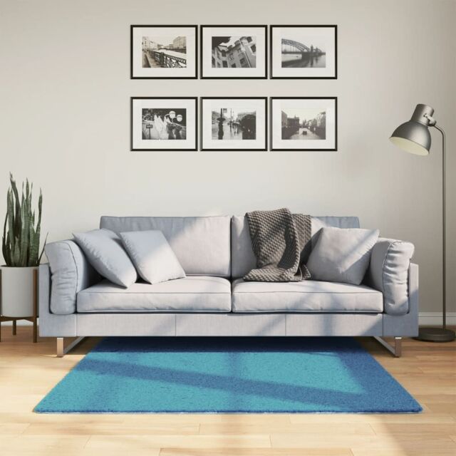 Berkfield Home Rug OVIEDO Short Pile Turquoise 120x120 cm in Blue - Size: Medium - image 1