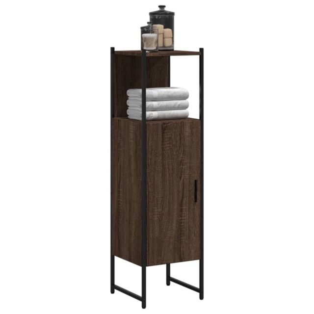Berkfield Home Bathroom Cabinet Brown Oak 33x33x120.5 cm Engineered Wood - image 1