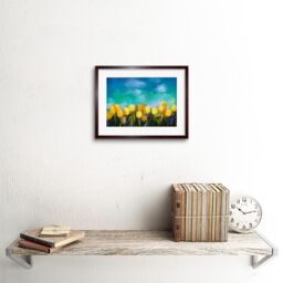 "Artery8 Wall Art Print Flower Yellow Tulips Painting Art Framed 9x7 inch in Brown - Size: W7"" x H9""" - thumbnail 2
