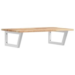 Berkfield Home Basin Shelf Wall Mounted Steel & Solid Wood Acacia in Brown - thumbnail 2
