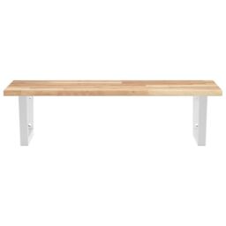 Berkfield Home Basin Shelf Wall Mounted Steel & Solid Wood Acacia in Brown - thumbnail 4