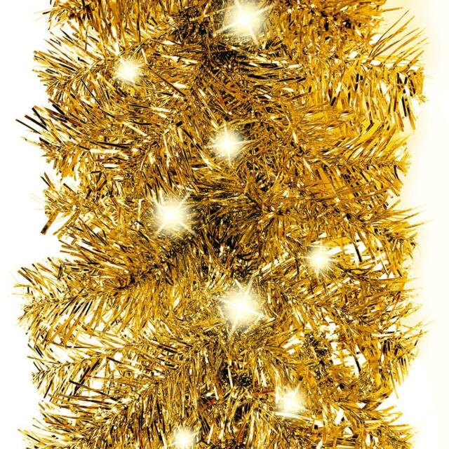 Berkfield Home Cosy Christmas Garland with LED Lights 5 m Gold - image 1