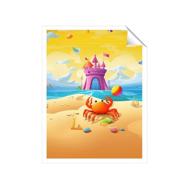 "Warren Reed - Designer Orange Crab On A Beach Holiday Unframed Art Print - Size: W16"" x H24""" - image 1
