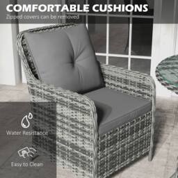 OUTSUNNY Luxury Rattan Garden Dining Set W/ Parasol, Cushions in Mid Grey - thumbnail 5