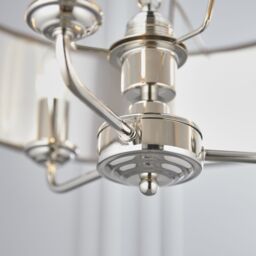 Loops Ceiling Pendant Light - Bright Nickel & Charcoal Fabric - 3 x 40W E14 - e10231 in Metallics - thumbnail 4