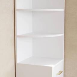 VOGREX White Corner Cabinet 4 Shelves 4 Drawers Gold Handles Display Unit - thumbnail 4
