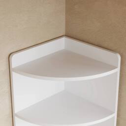 VOGREX White Corner Cabinet 4 Shelves 4 Drawers Gold Handles Display Unit - thumbnail 5