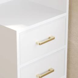 VOGREX White Corner Cabinet 4 Shelves 4 Drawers Gold Handles Display Unit - thumbnail 3